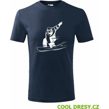 Dětské tričko snowboardista - Barva: námořní modrá, Velikost 10let