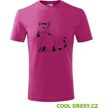 Dětské tričko kočka divoká - Barva: purpurová, Velikost 8let
