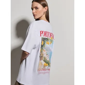 Dámská móda Tričko s&nbsp;potiskem na zádech - XL - House - bílý - 654GV-00X