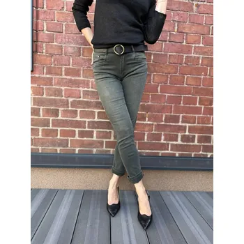 Dámské kalhoty Kalhoty Para Mi Bowie 127244-630 šedo zelené džíny s vyšším pasem Velikost: 34