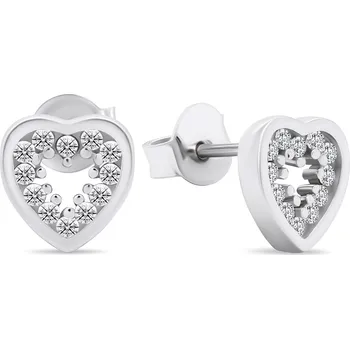 Náušnice Brilio Silver Půvabné stříbrné náušnice se zirkony Srdíčka EA573W + 2 měsíce na vrácení zboží