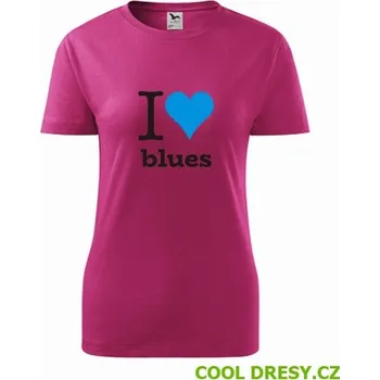 Dámské tričko Dámské tričko I love blues - Barva: purpurová, Velikost XXL