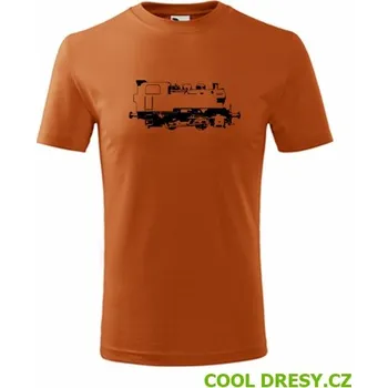 Dětská móda Dětské tričko s obrázkem parní lokomotivy 213 - Barva: oranžová, Velikost 4roky