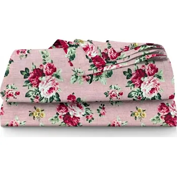 Prostěradlo Ervi bavlněné prostěradlo - růžičky na růžovém