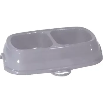 miska pro kočku Zolux Dvojmiska plast kočka protiskluz 2x0,2l šedá