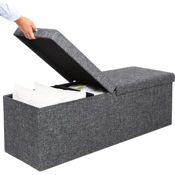 police Casaria® Úložná lavice 115×38×38 cm – tmavě šedá, skládací