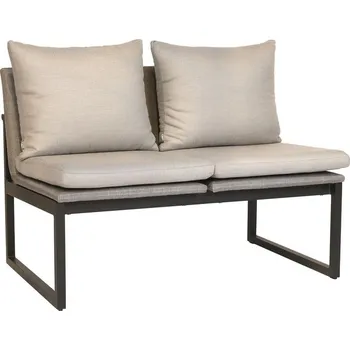 Stern 2-místná jídelní lavice Tammo, Stern, 110x75x85 cm, rám lakovaný hliník černý (black matt), výplet textilen linen grey, venkovní látka cream