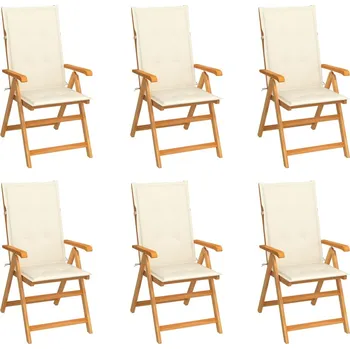 Zahradní židle 6 ks s krémovými poduškami masivní teak IM_3065562
