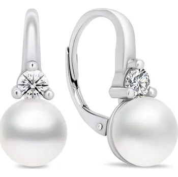 Módní doplněk Brilio Silver Jedinečné stříbrné náušnice s perlami a zirkony EA364W + 2 měsíce na vrácení zboží
