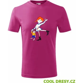 Dětské tričko Pipi Dlouhá Punčocha - Barva: purpurová, Velikost 10let