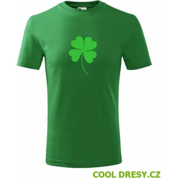Dětská móda Dětské tričko s čtyřlístkem - Barva: střední zelená, Velikost 10let