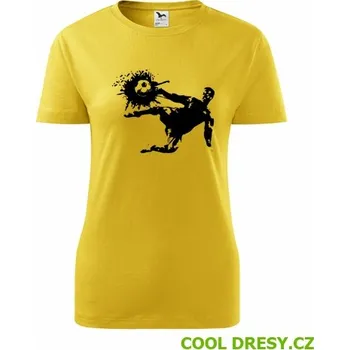 Dámské tričko s fotbalistou 1 - Barva: žlutá, Velikost XXL