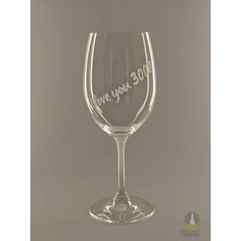 Sklenice Pískovaná sklenice na víno - I love you 3000