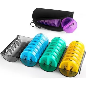 Lékovka Yaklim krabička na léky Měsíční 28 dní, 2 přihrádky Velká krabička na léky na ráno a večer, Denní