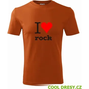 Pánské tričko Tričko I love rock - Barva: oranžová, Velikost M