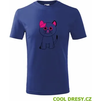 Chlapecké oblečení Dětské tričko kočka plyšová - Barva: královská modrá, Velikost 6let