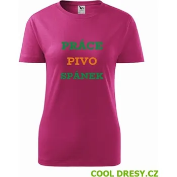 Dámské oblečení Dámské tričko Práce pivo spánek - Barva: purpurová, Velikost S