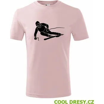 Dětské tričko lyžař - Barva: růžová, Velikost 6let
