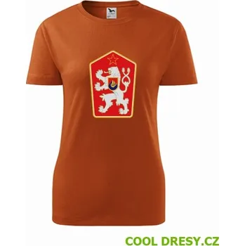Dámské tričko Dámské retro tričko znak ČSSR - Barva: oranžová, Velikost L