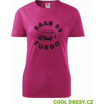 Dámské oblečení Dámské tričko Saab 99 Turbo - Barva: purpurová, Velikost L