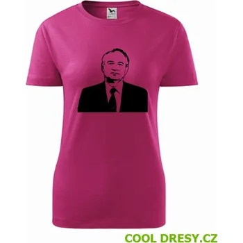 Dámské tričko Dámské tričko Michail Gorbačov - Barva: purpurová, Velikost S