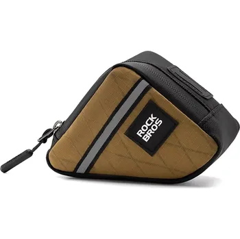 batoh na kolo Rockbros trojúhelníková brašna na rám kola 0,25 l – hnědá (Trojúhelníková rámová brašna Rockbros 0,25 l – hnědá, kompaktní a odolná)