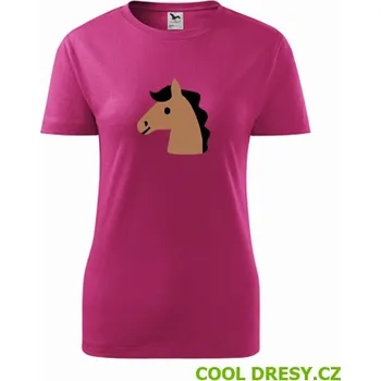 Dámské tričko Dámské tričko s koníkem 4 - Barva: purpurová, Velikost XL