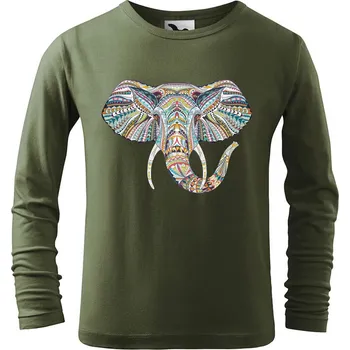 Dětská móda DOBRÝ TRIKO Dětské bavlněné triko Hlava slona Velikost: 158/12 let, Barva: Khaki