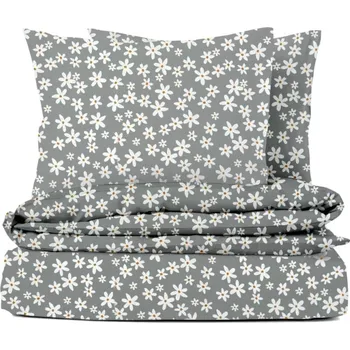 Povlečení Ervi bavlněné povlečení - květinky na šedém - 26186-1
