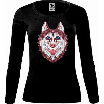 Dámské tričko DOBRÝ TRIKO Dámské bavlněné triko Hlava vlka Velikost: 3XL, Barva: Černá
