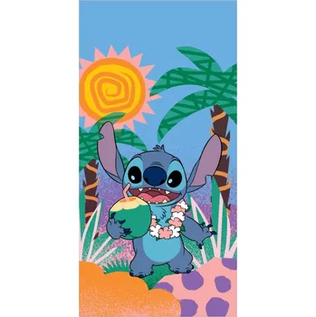 Halantex • Bavlněná plážová osuška Lilo & Stitch - motiv Kokosová pohoda - 100% bavlna - 70 x 140 cm