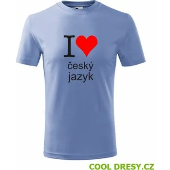 Dětská móda Dětské tričko I love český jazyk - Barva: nebesky modrá, Velikost 10let