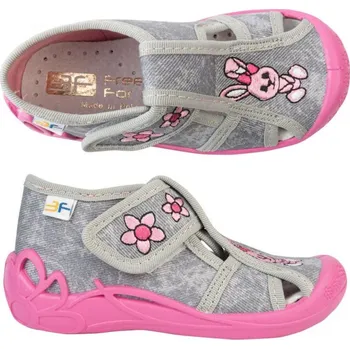 Dívčí bačkory 3F Freedom for feet 3F PAPUČKY dívčí Žabka 2F5/14 šedá/růžová Velikost: 23