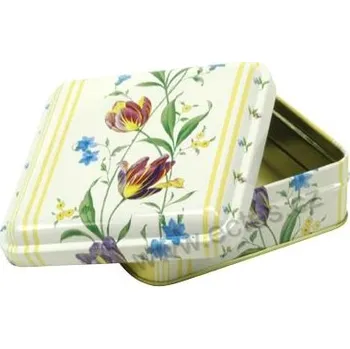 Dóza na potraviny IHR TULIP TENDRIL plechová dóza na čokoládu 2837/40 rozkvetlé tulipány a drobné jarní kvítí