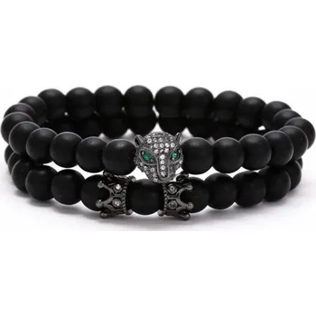 Náramek Pánský korálkový náramek 2 ks H514 černá 1