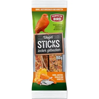 Krmivo pro ptáka Perfecto Vogel Sticks med, ústřice, mrkev 2ks