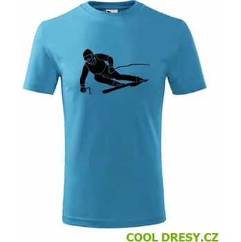 Chlapecké tričko Dětské tričko lyžař - Barva: tyrkysová, Velikost 6let