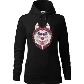 Dámská mikina DOBRÝ TRIKO Dámská mikina s potiskem Hlava vlka Velikost dámské mikiny: S, Barva: Černá