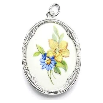 Přívěsek Stříbrný přívěsek, medailonek s květy - P 158 K-4 (Stříbrný medailon)