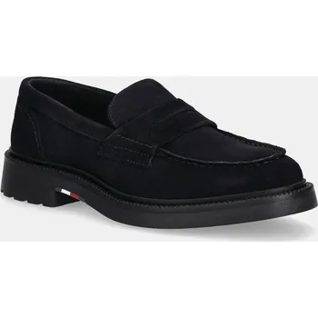 Dámské mokasíny Semišové mokasíny Tommy Hilfiger HILFIGER COMFORT LWT SDE LOAFER pánské, tmavomodrá barva, FM0FM05727 59X, EUR 45