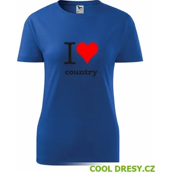 Dámské tričko I love country - Barva: královská modrá, Velikost L