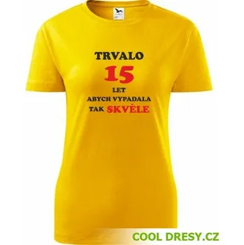 Dámské tričko trvalo 15 let - Barva: žlutá, Velikost S