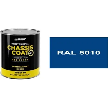 barva na kov HB BODY 410 chassis coat, polomat - barva na kov a střechy 4 v 1 RAL 5010 Enziánová modrá 750ml