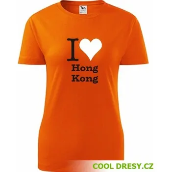 Dámské tričko I love Hong Kong - Barva: oranžová, Velikost XXL