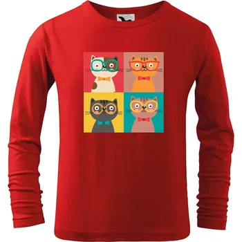 Dětská móda DOBRÝ TRIKO Dětské bavlněné triko Čtyři kočky Velikost: 146/10 let, Barva: Červená