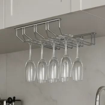 Nábytkové kování Wireli Čtyřřadý držák sklenic / Lesklý chrom