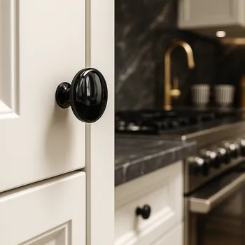 Nábytkové kování Interex Úchytka knopka CIRCLE / Černá lesklá