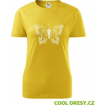 Dámské tričko s motýlem - Barva: žlutá, Velikost S