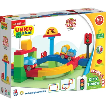 ostatní stavebnice Stavebnice Unico Plus Dráha s autíčky 50 ks Androni 8633-0001