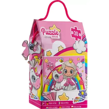 Puzzle Puzzle 30 dílků princezna a jednorožec 29 × 18 cm